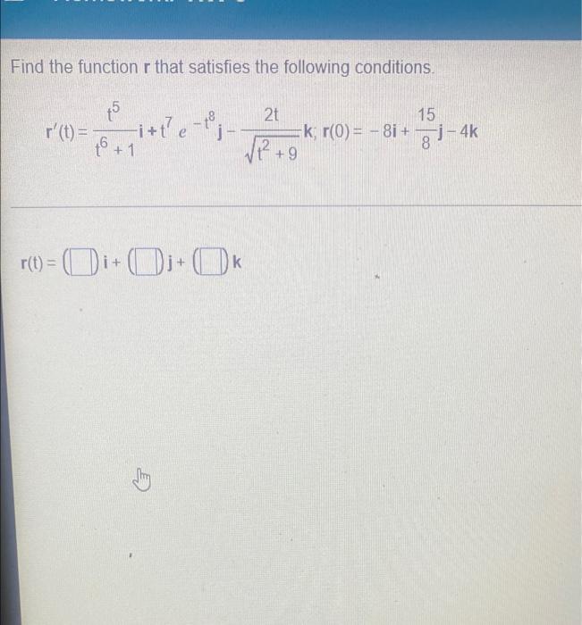 Solved Find the function r that satisfies the following | Chegg.com