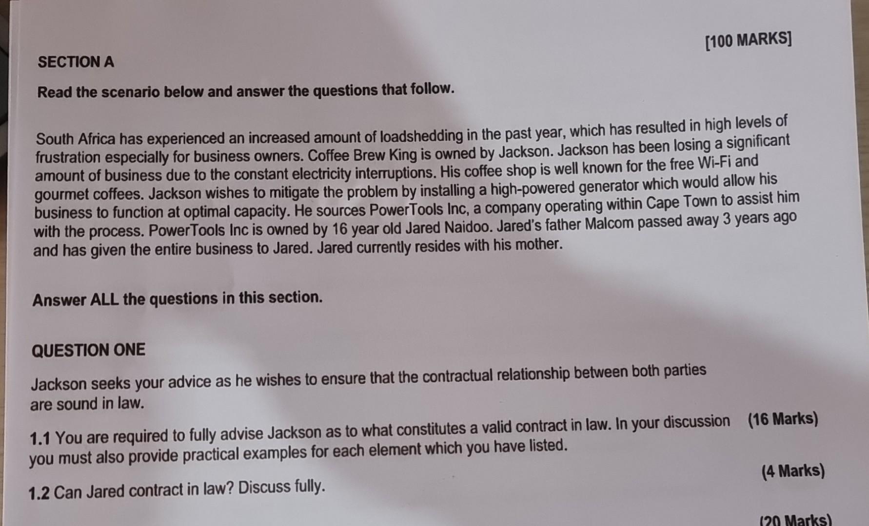 Solved SECTION A Read the scenario below and answer the | Chegg.com