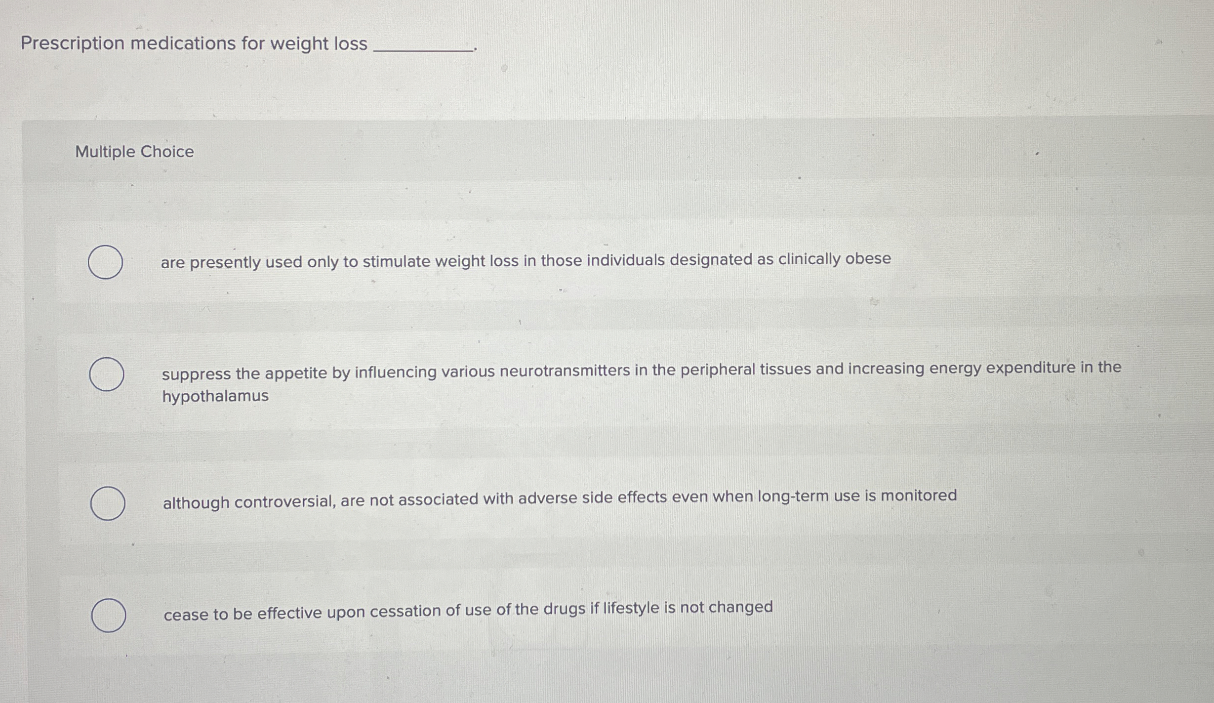 Solved Prescription medications for weight loss q,Multiple