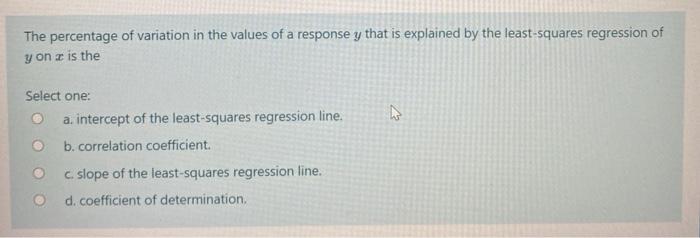 Solved The percentage of variation in the values of a | Chegg.com