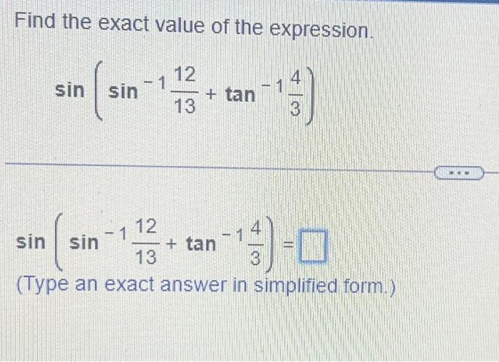 Solved Find the exact value of the expression. | Chegg.com
