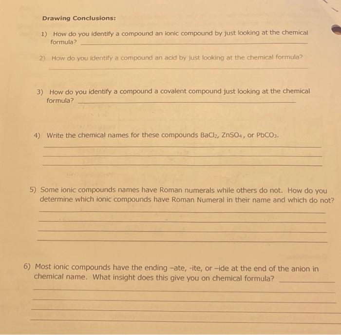 Solved Drawing Conclusions 1) How do you identify a