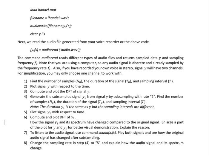 Solved load handel.mat filename = 'handel.wav