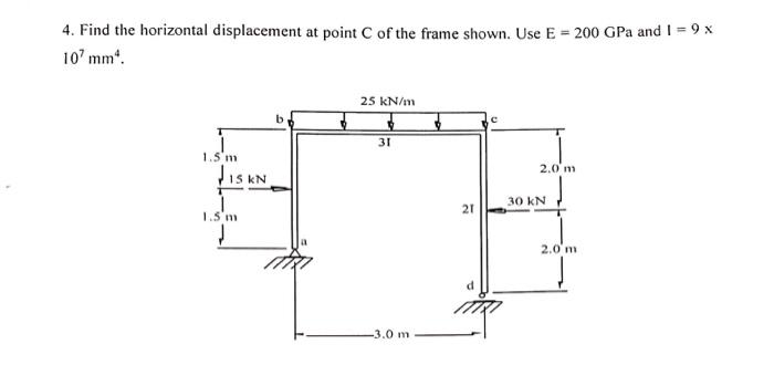 Solved 4. Find the horizontal displacement at point C of the | Chegg.com