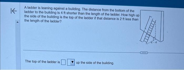 Solved A ladder is leaning against a building. The distance | Chegg.com