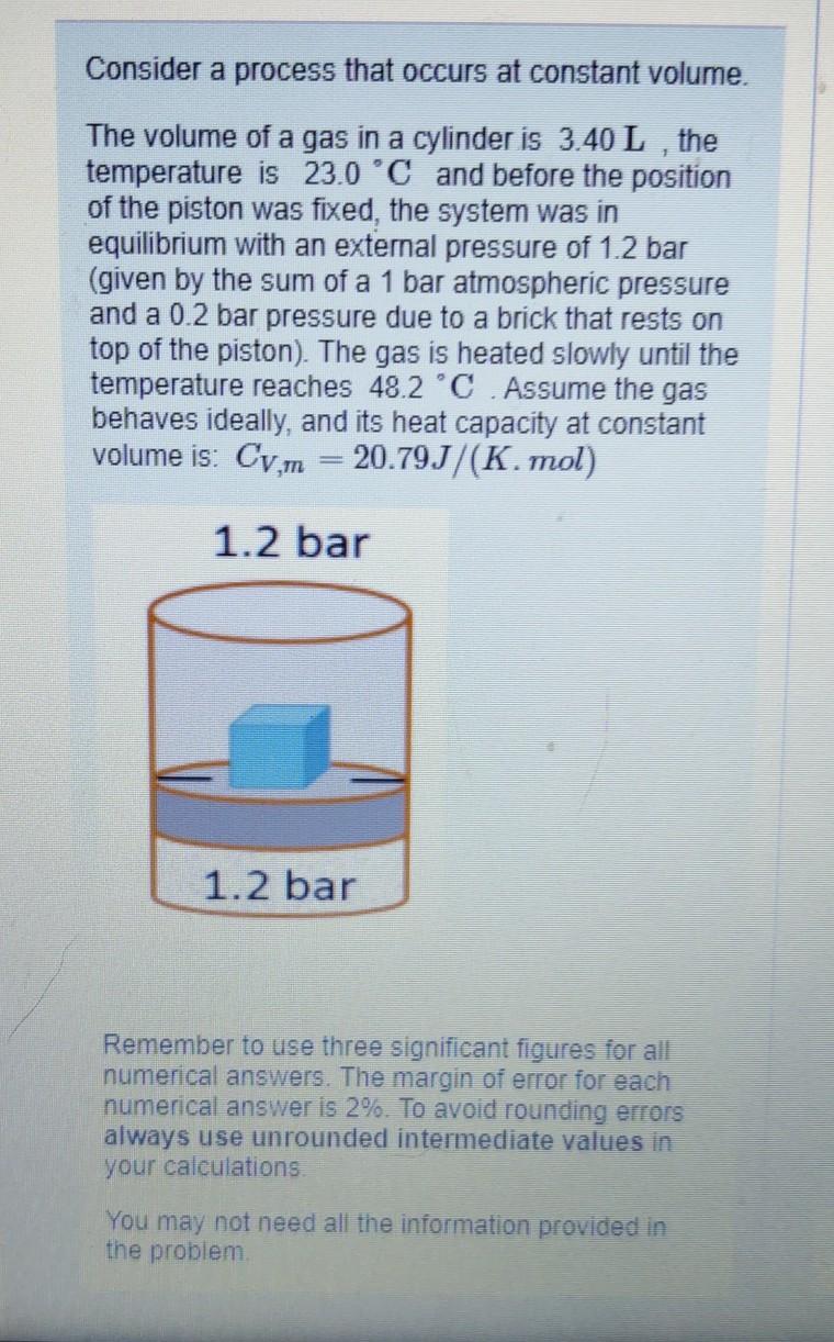 Solved Consider a process that occurs at constant volume. | Chegg.com