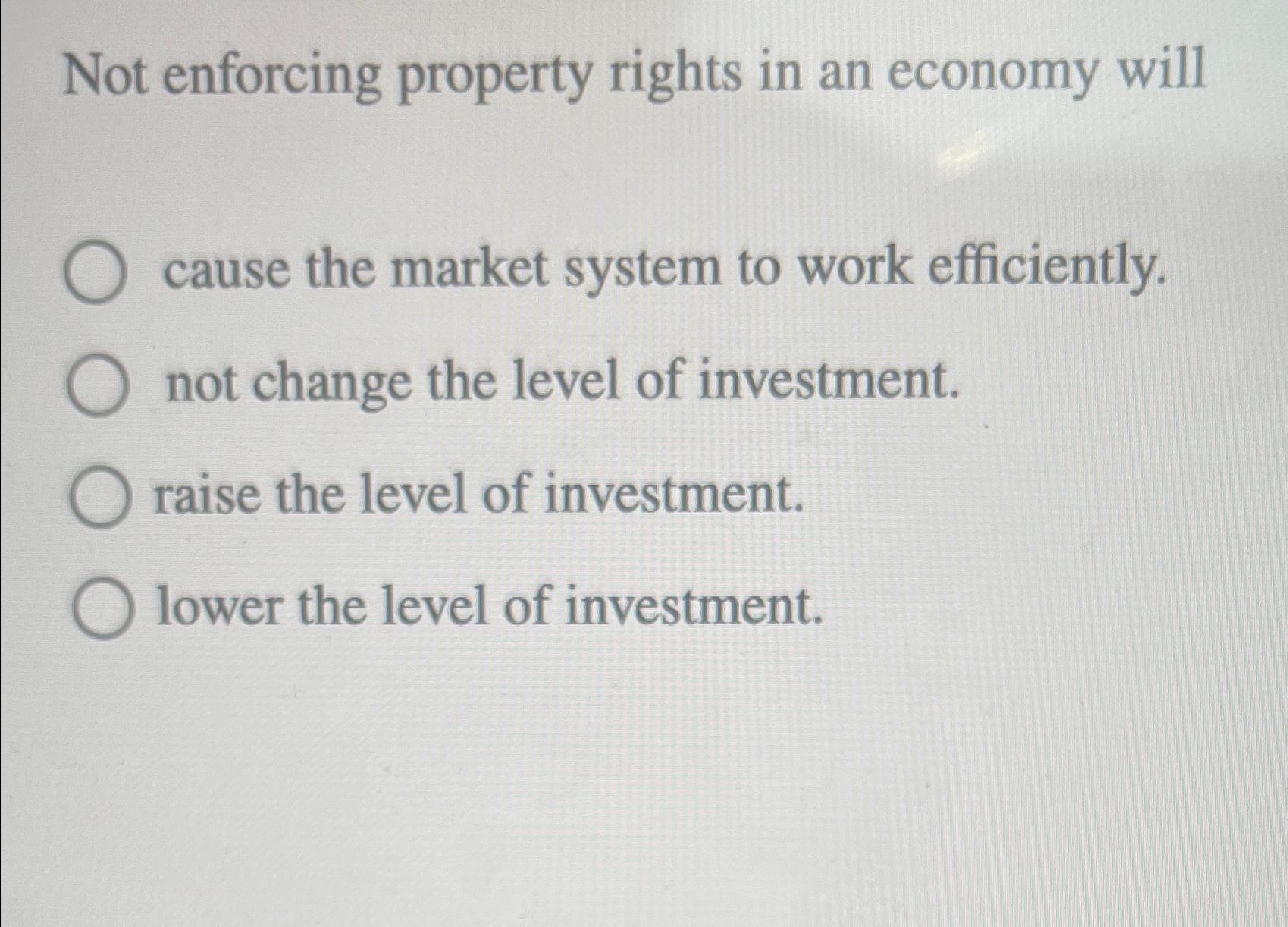 Solved Not enforcing property rights in an economy will