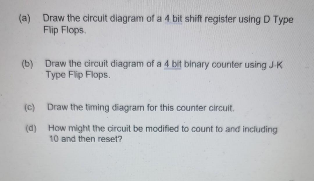 Solved (a) Draw the circuit diagram of a 4 bit shift | Chegg.com