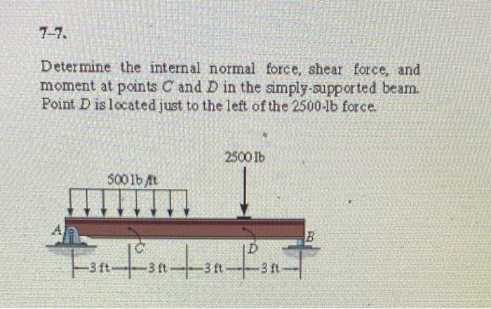 Solved 7-7. Determine the internal normal force, shear | Chegg.com