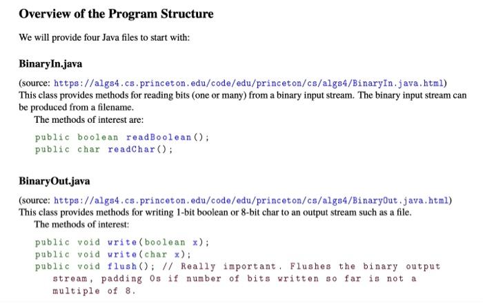 Overview of the Program Structure We will provide | Chegg.com