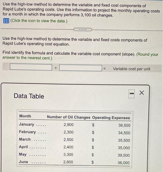Solved Use the highlow method to determine the variable and