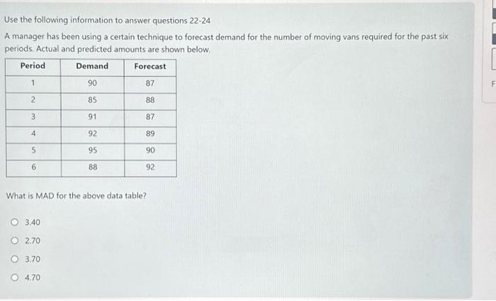 Solved Use the following information to answer questions | Chegg.com