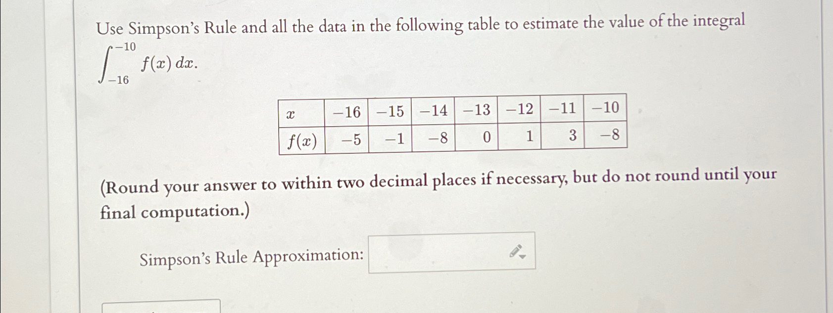 Solved Use Simpson's Rule and all the data in the following | Chegg.com