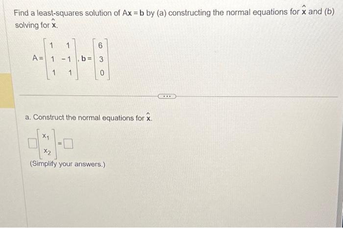 Solved Find A Least-squares Solution Of Ax=b By (a) | Chegg.com