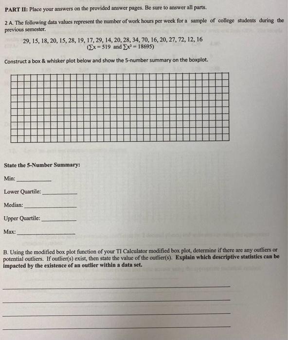 Solved PART II: Place your answers on the provided answer | Chegg.com