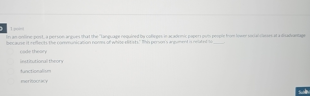 Solved 1 ﻿pointIn an online post, a person argues that the | Chegg.com