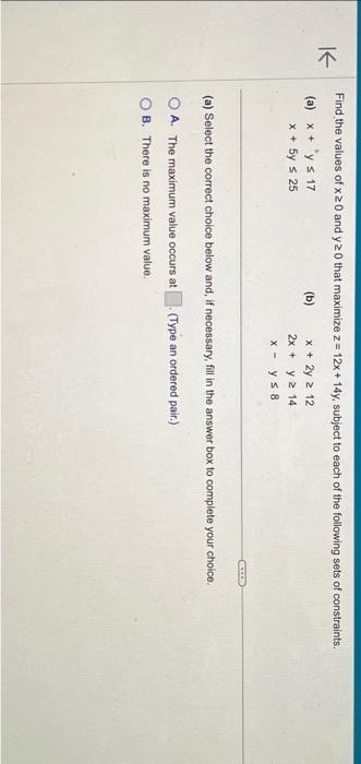 Solved Find The Values Of X≥0 And Y≥0 That Maximize | Chegg.com