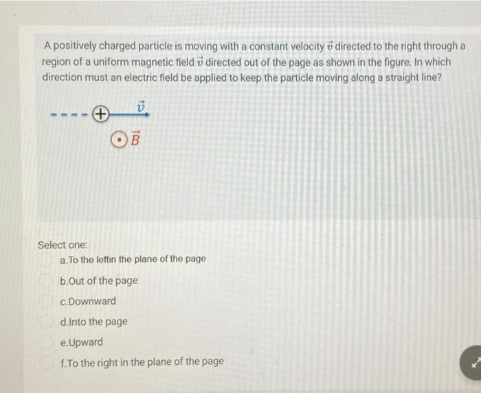 Solved A positively charged particle is moving with a | Chegg.com