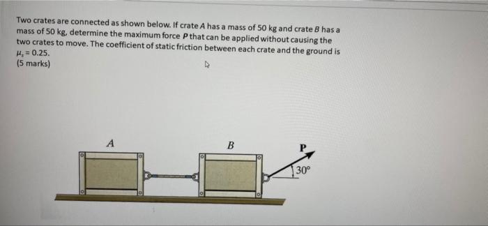 Solved Two Crates Are Connected As Shown Below. If Crate A | Chegg.com