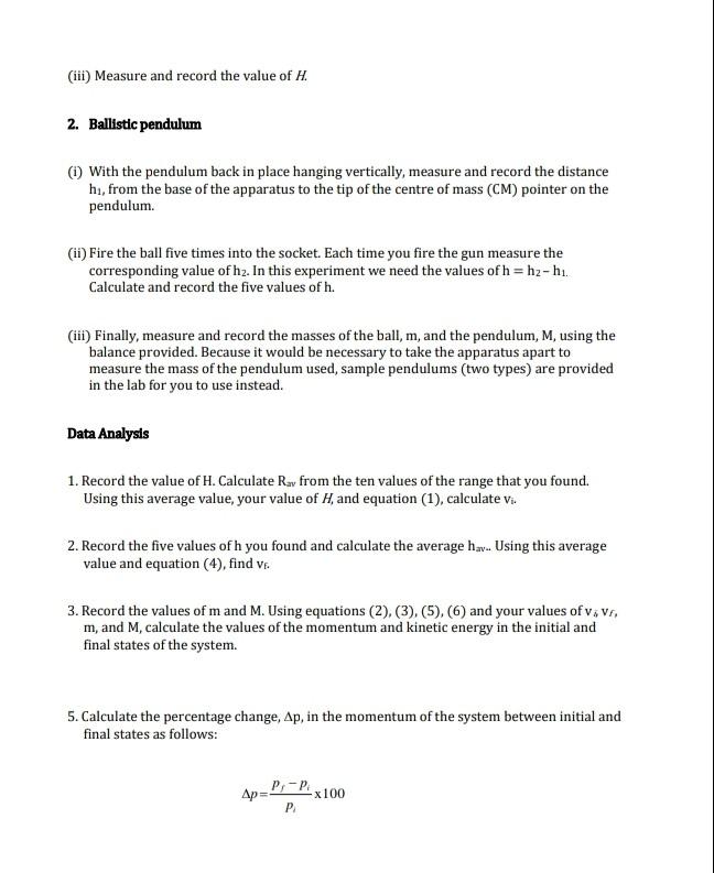 EXP 9: PROJECTILE MOTION AND THE BALLISTIC PENDULUM | Chegg.com