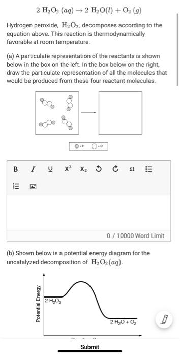 Solved 2 H2O2 (aq) + 2 H2O(l) + 02 (9) Hydrogen peroxide, | Chegg.com