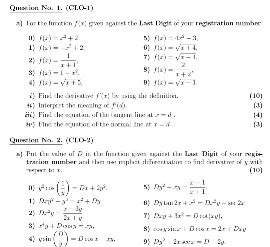 1 2 Question No 1 Clo 1 A For The Function F X Chegg Com