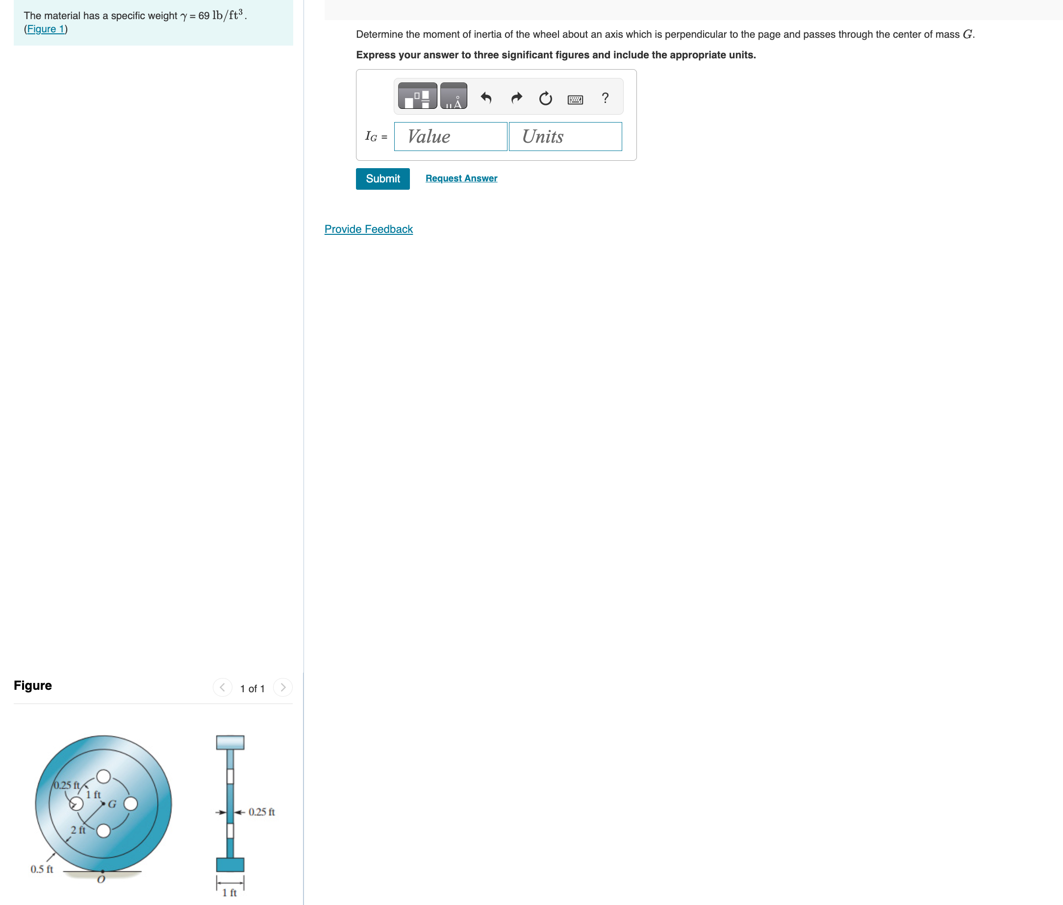 Solved The material has a specific weight γ=69lbft3. (Figure | Chegg.com