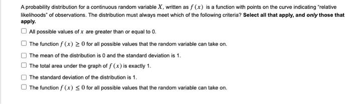 Solved A probability distribution for a continuous random | Chegg.com
