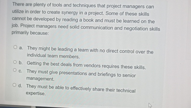 Solved There are plenty of tools and techniques that project | Chegg.com