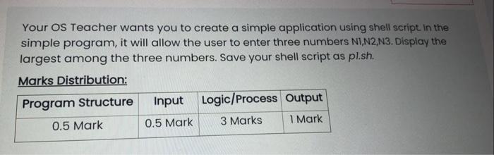 Solved Your OS Teacher wants you to create a simple | Chegg.com