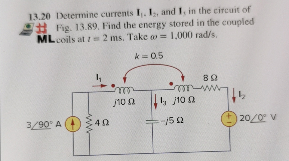 Solved 13.20 ﻿Determine currents I1,I2, ﻿and I3 ﻿in the | Chegg.com