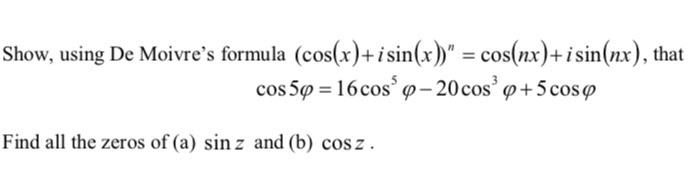 Solved Show Using De Moivres Formula 5370