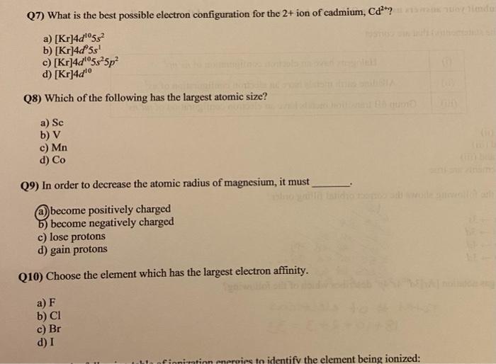 Solved (7) What is the best possible electron configuration | Chegg.com