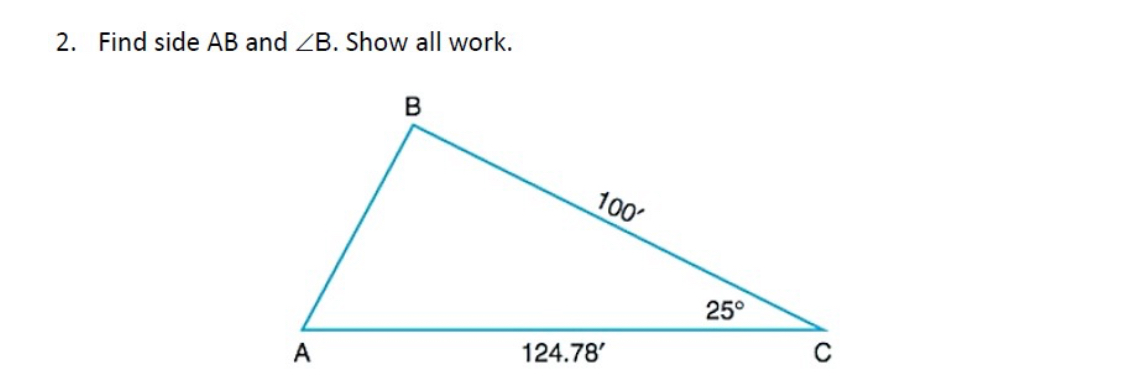 Solved Find side AB ﻿and ??B. ﻿Show all work. | Chegg.com