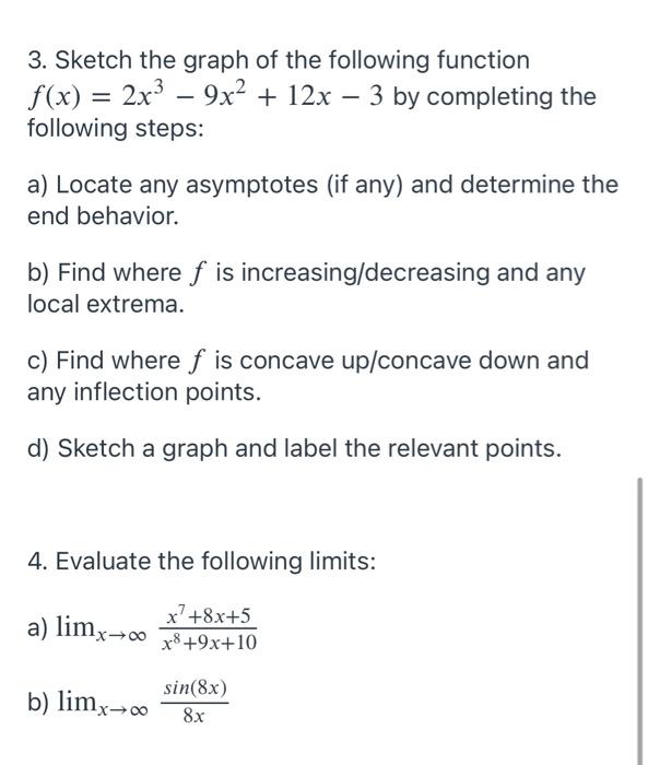 Solved 3. Sketch the graph of the following function f(x) = | Chegg.com
