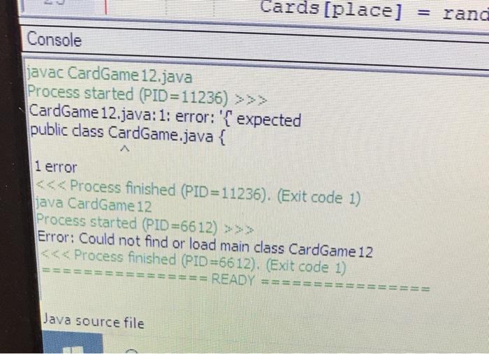 Solved Acode files\Card Game 12.java Notepad++ ile Edit