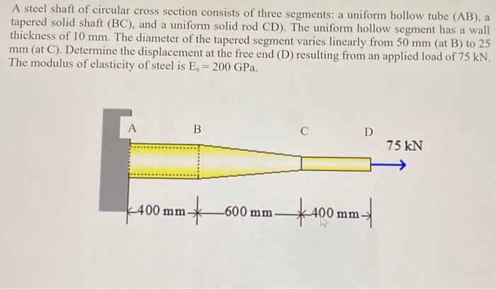Solved A steel shaft of circular cross section consists of | Chegg.com