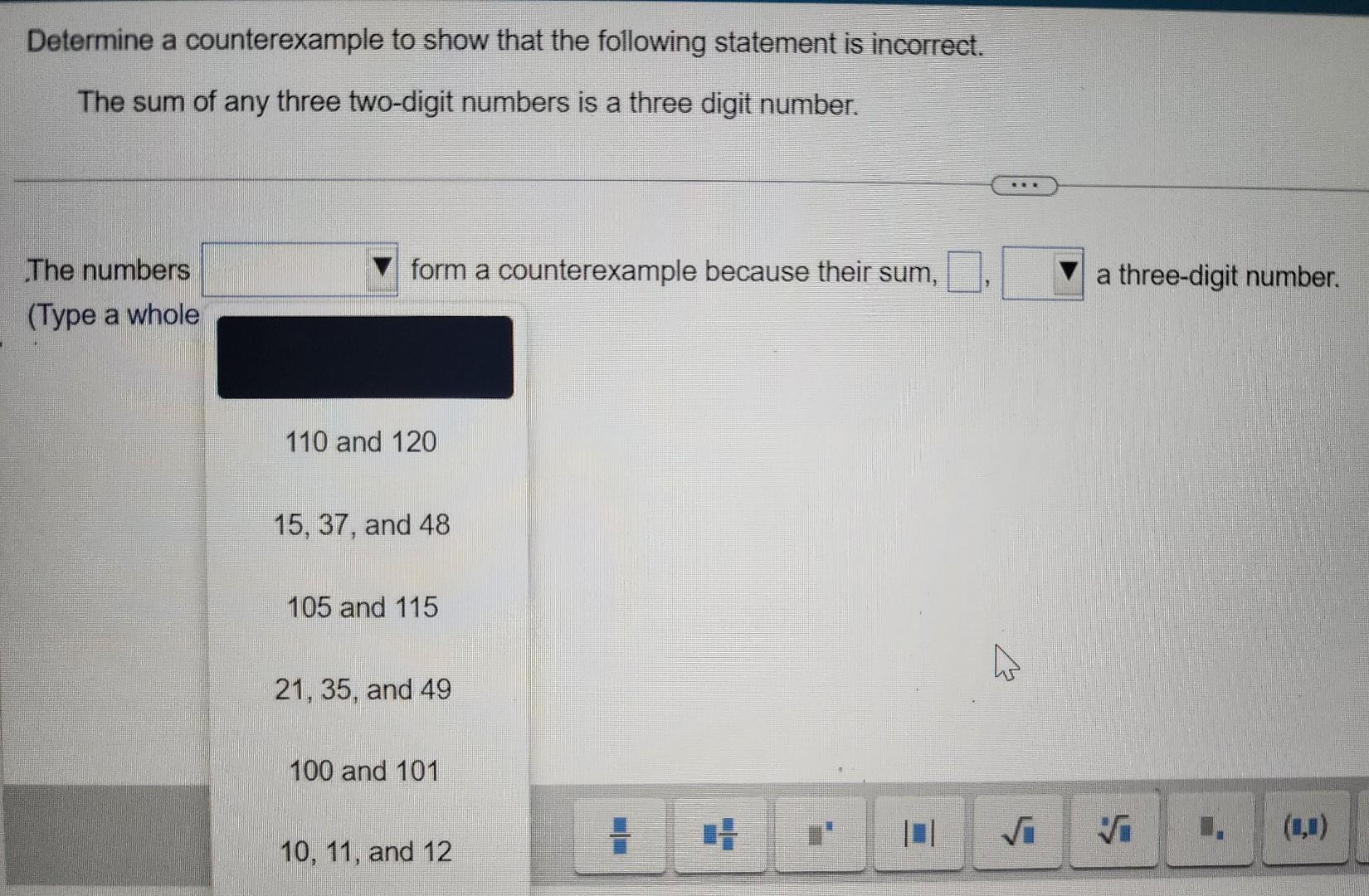 Solved Determine a counterexample to show that the following | Chegg.com