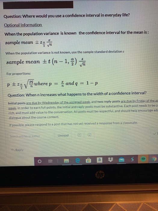 Solved Question: Where would you use a confidence interval | Chegg.com