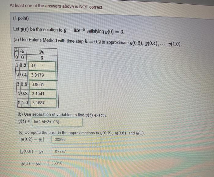 Solved (1 polrd) Suppose that we une Euler's method to | Chegg.com