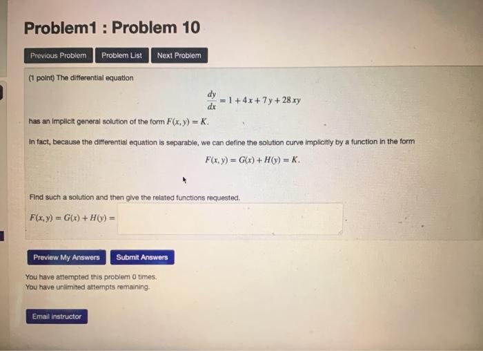 Solved Problemi: Problem 10 Previous Problem Problem List | Chegg.com