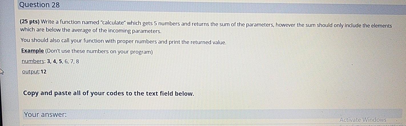 Solved Question 28 (25 pts) Write a function named | Chegg.com