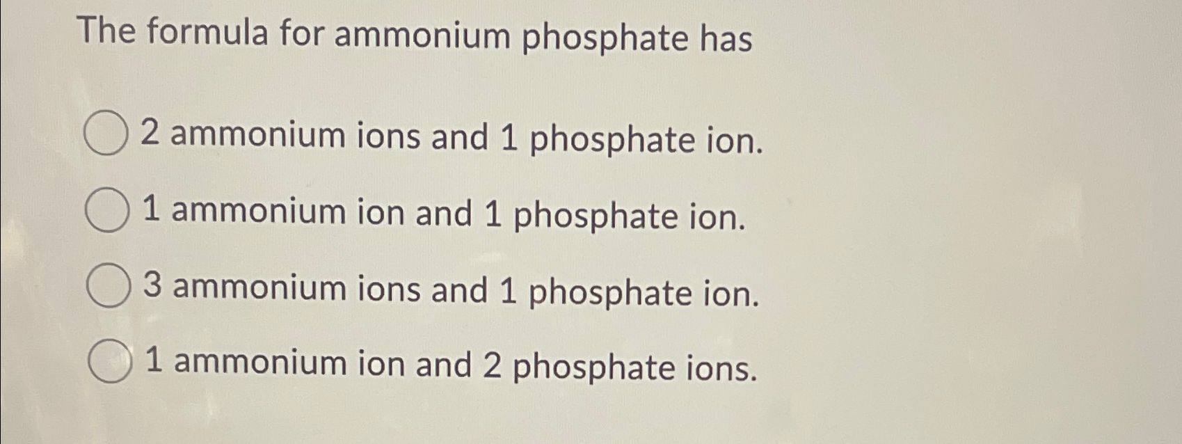 Solved The formula for ammonium phosphate has2 ﻿ammonium | Chegg.com