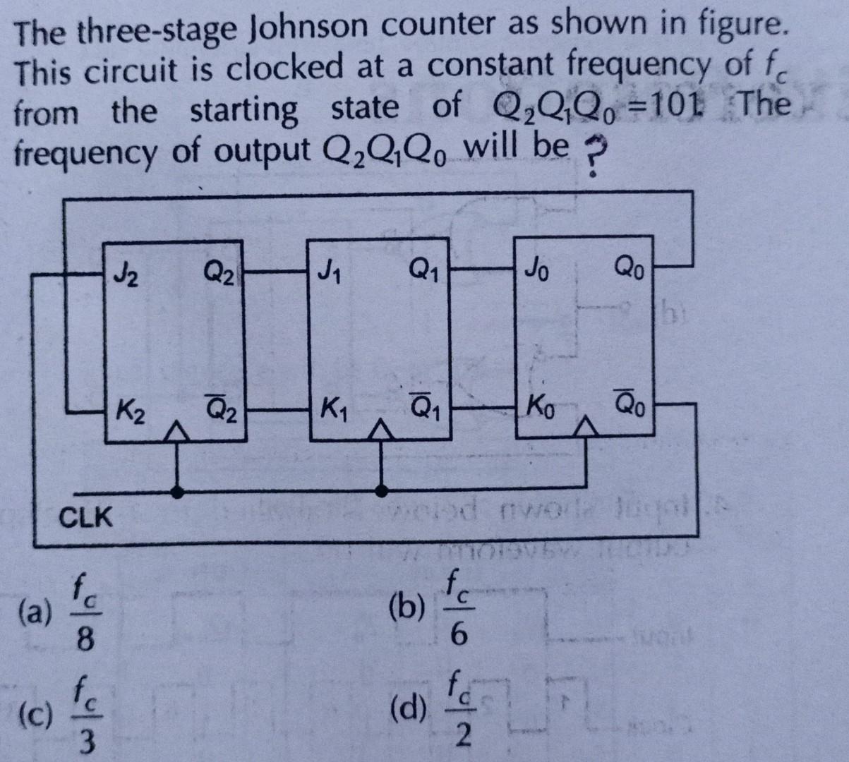 Solved 1(a)The three-stage Johnson counter as shown in | Chegg.com