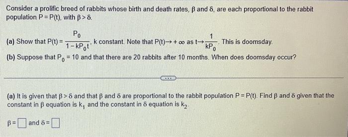 Solved Consider a prolific breed of rabbits whose birth and | Chegg.com