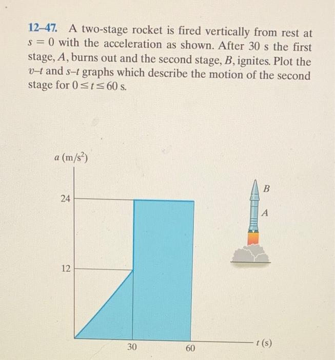 Solved A Two Stage Rocket Is Fired Vertically From Chegg Com