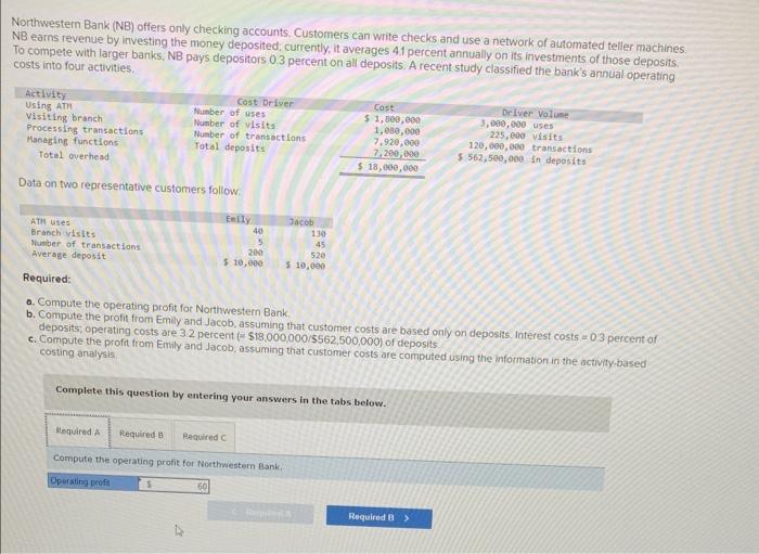 solved-northwestern-bank-nb-offers-only-checking-accounts-chegg