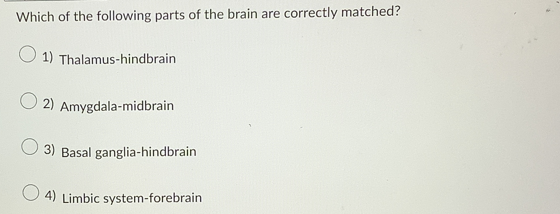 Solved Which of the following parts of the brain are | Chegg.com