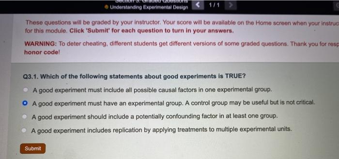 questions on experimental design