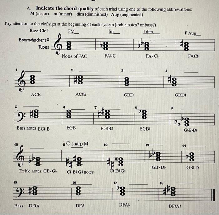 A Indicate The Chord Quality Of Each Triad Using One Chegg Com